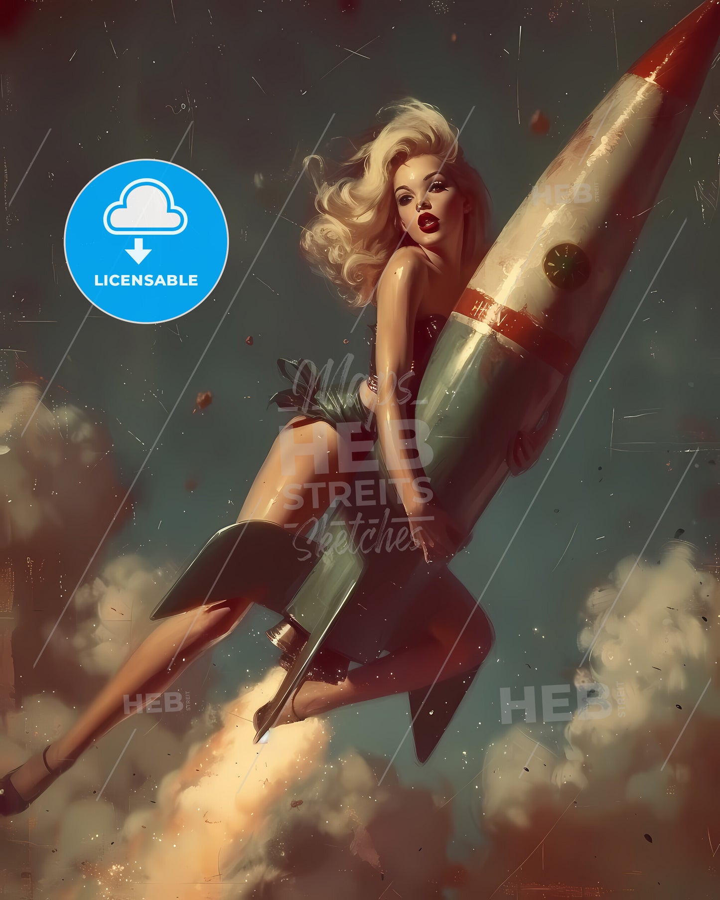 The Head Nurse Sharply Directed The Nurses Riding A Rocket - A Beach With Trees And A Cliff