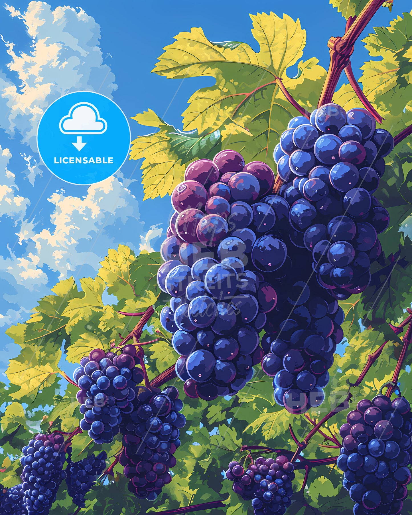 A Picture Of A Sicilian Vineyard - A Painting Of A City