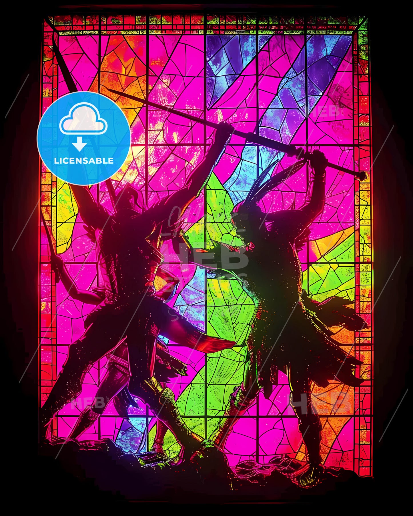 Portrait Of The Seven Archangels Michael, Gabriel, Raphael, Uriel, Jeremiel, Azrael And Zadkiel, United, In Vibrant Colors - A Cartoon Character Holding A Clipboard