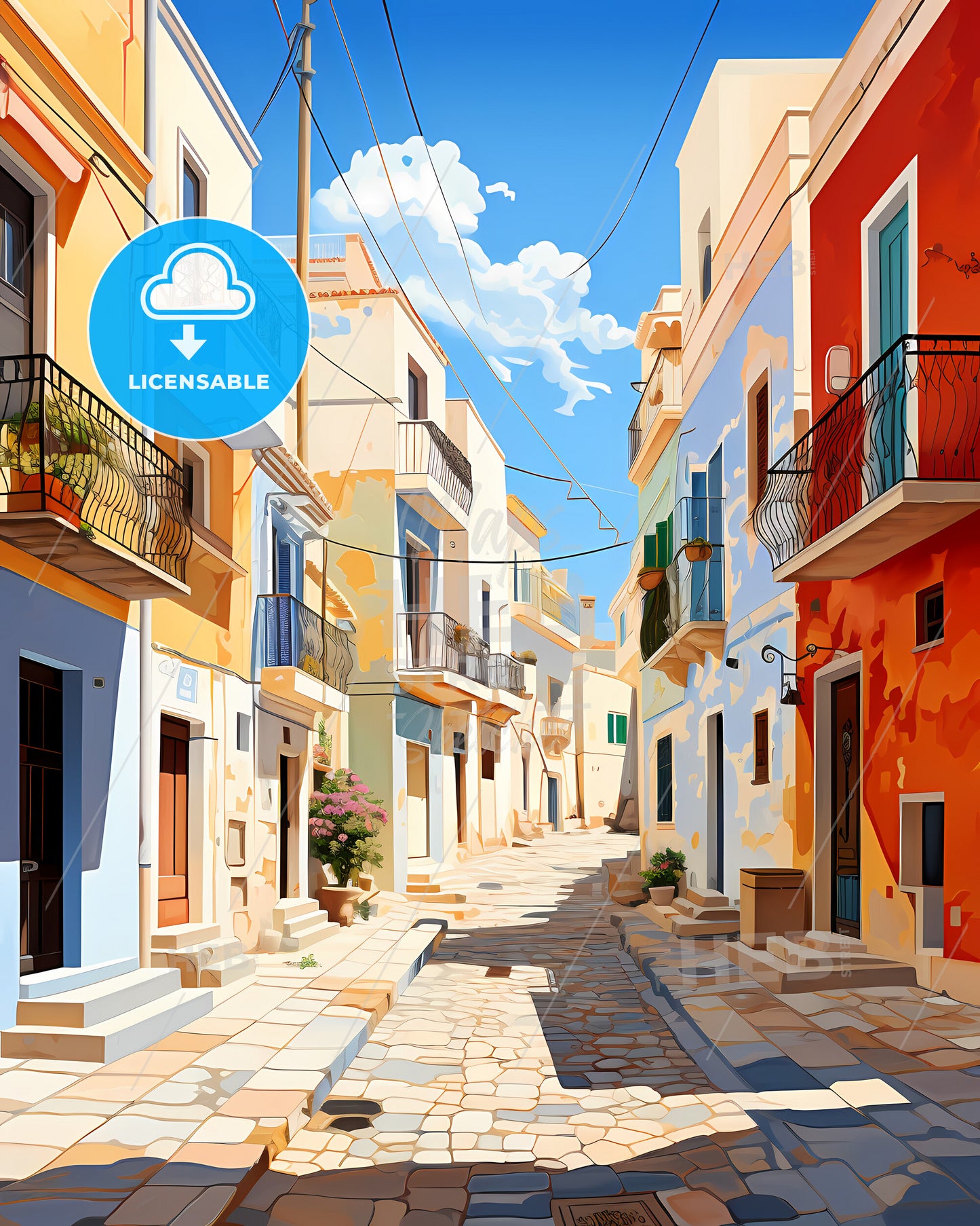 Bari, Italy - A Street With Tables And Chairs On It