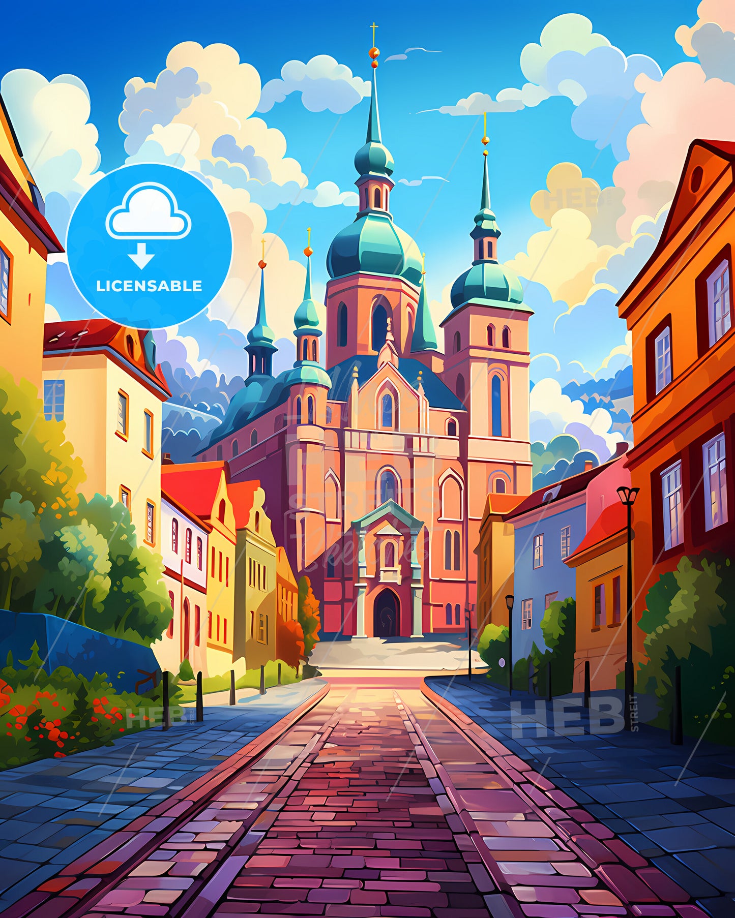 Prague, Czechia - A Beach With Palm Trees And Blue Water