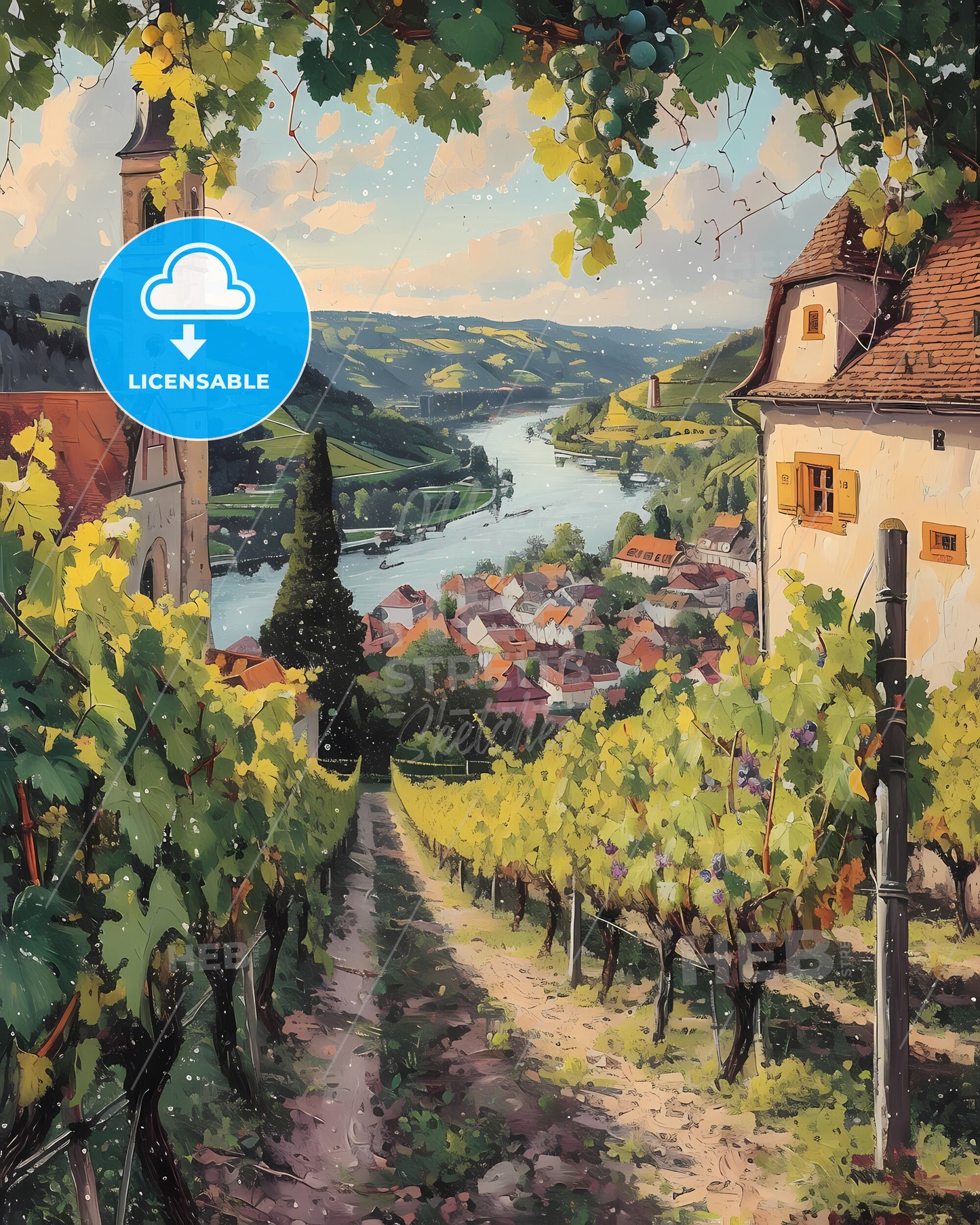 Rheingau, Germany - A Group Of People Standing In Front Of A City Skyline