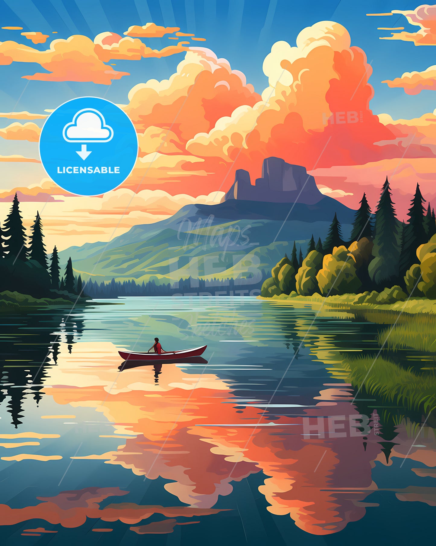 Mauritius, Republic Of Mauritius - A Watercolor Of A Building With Towers