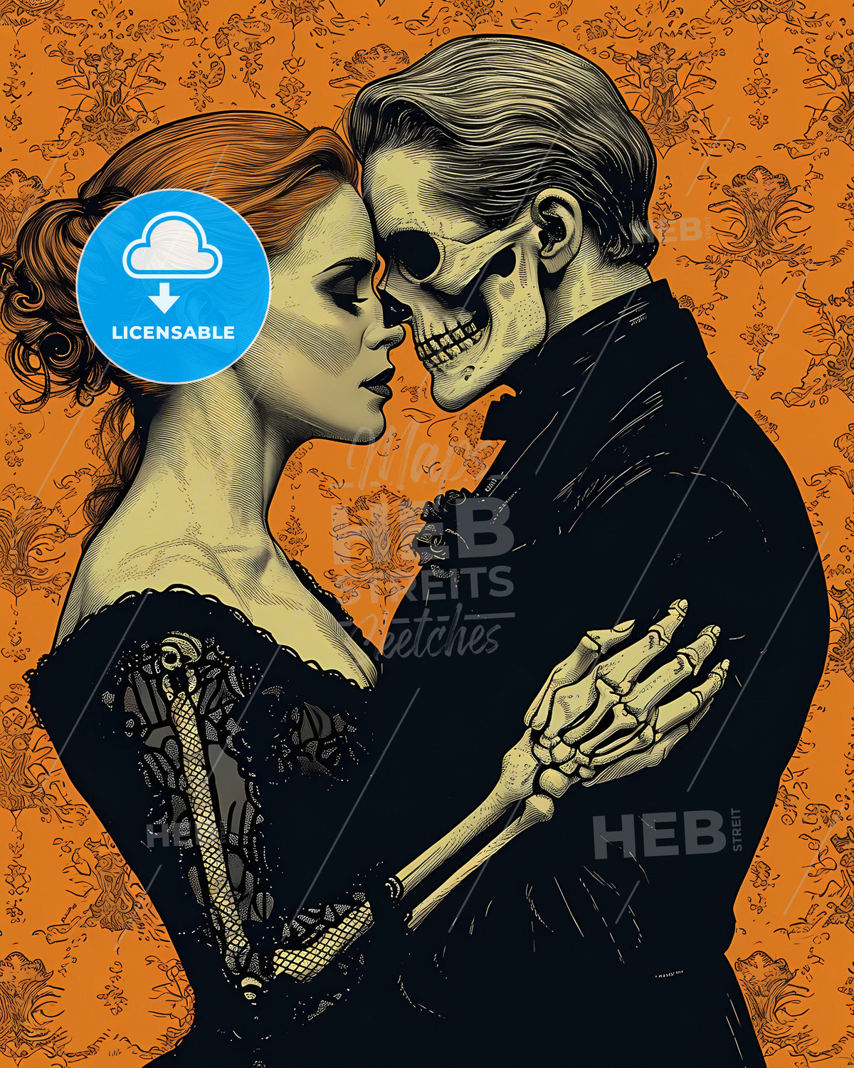 A Skeleton Slow Dances - A Painting Of A Vineyard