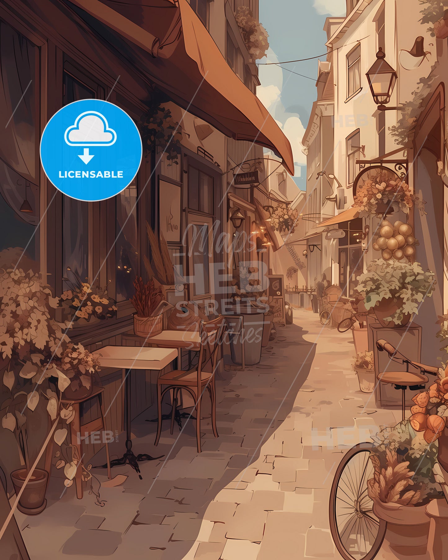 Craft An Illustration Of Nijmegen - A Street With Stairs And Buildings By The Water