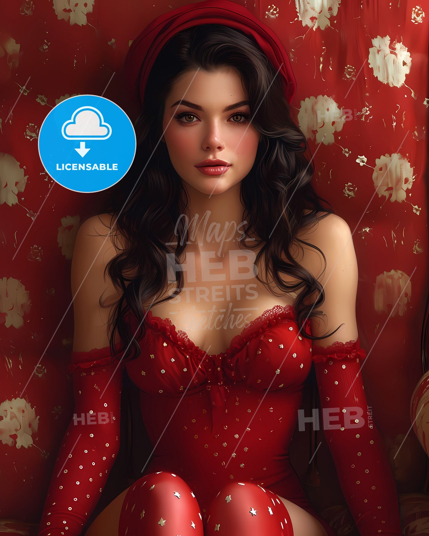 Desgin Pin Up Girl Portrait Illustration - A Group Of People At A Music Festival