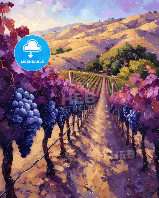 Santa Barbara County, Usa - A Painting Of A Vineyard