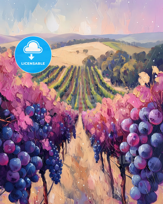 Yarra Valley, Australia - A Painting Of A Vineyard