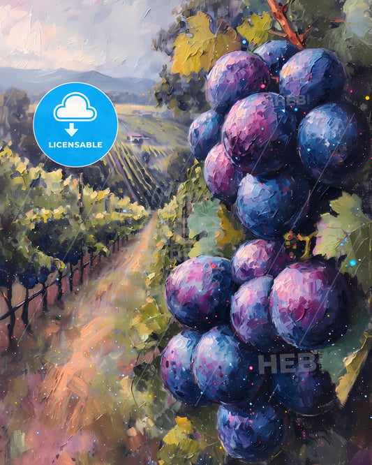 Yarra Valley, Australia - A Painting Of Grapes On A Vine