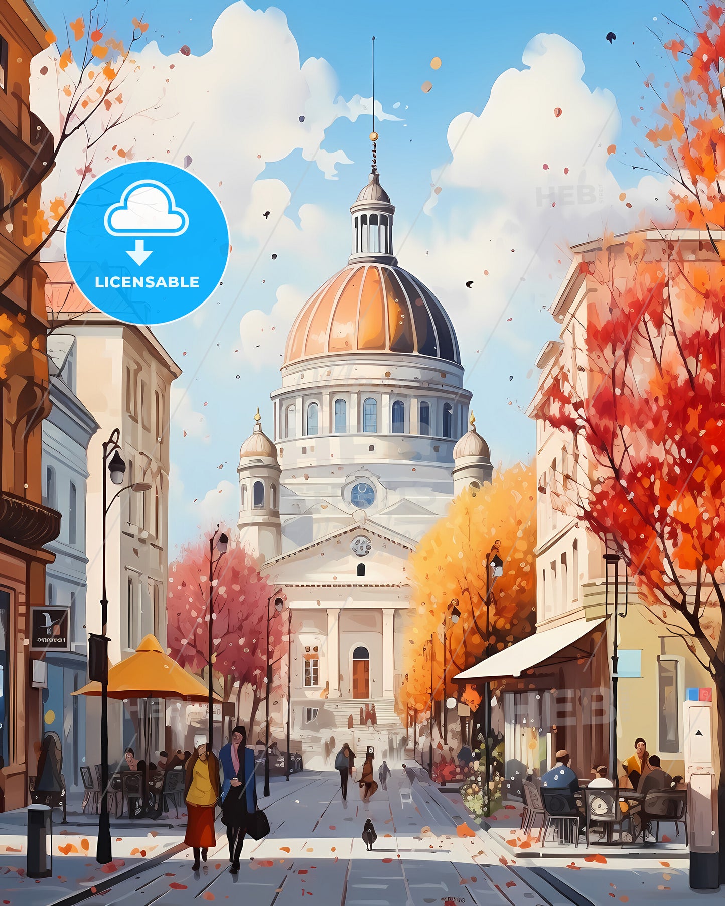 Geneva, Switzerland - A Street With A Building And People On It