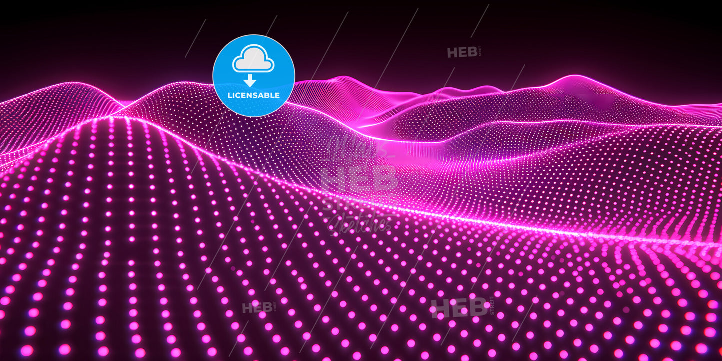 Abstract Neon Background Of Dynamic Glowing Lines - A Purple And Pink Dotted Hills