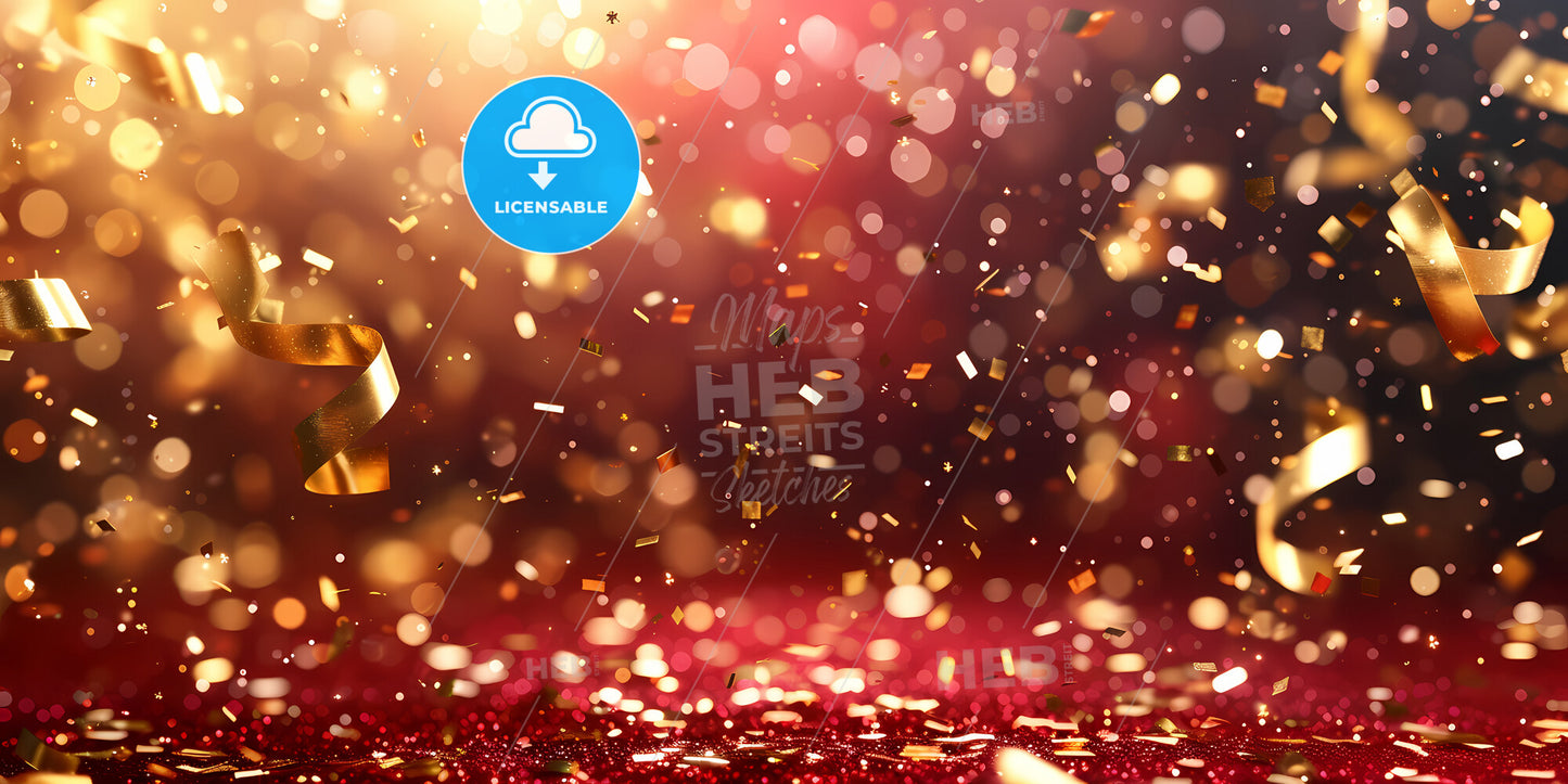 Golden Confetti Christmas Party Popper - A Red And Gold Glitter