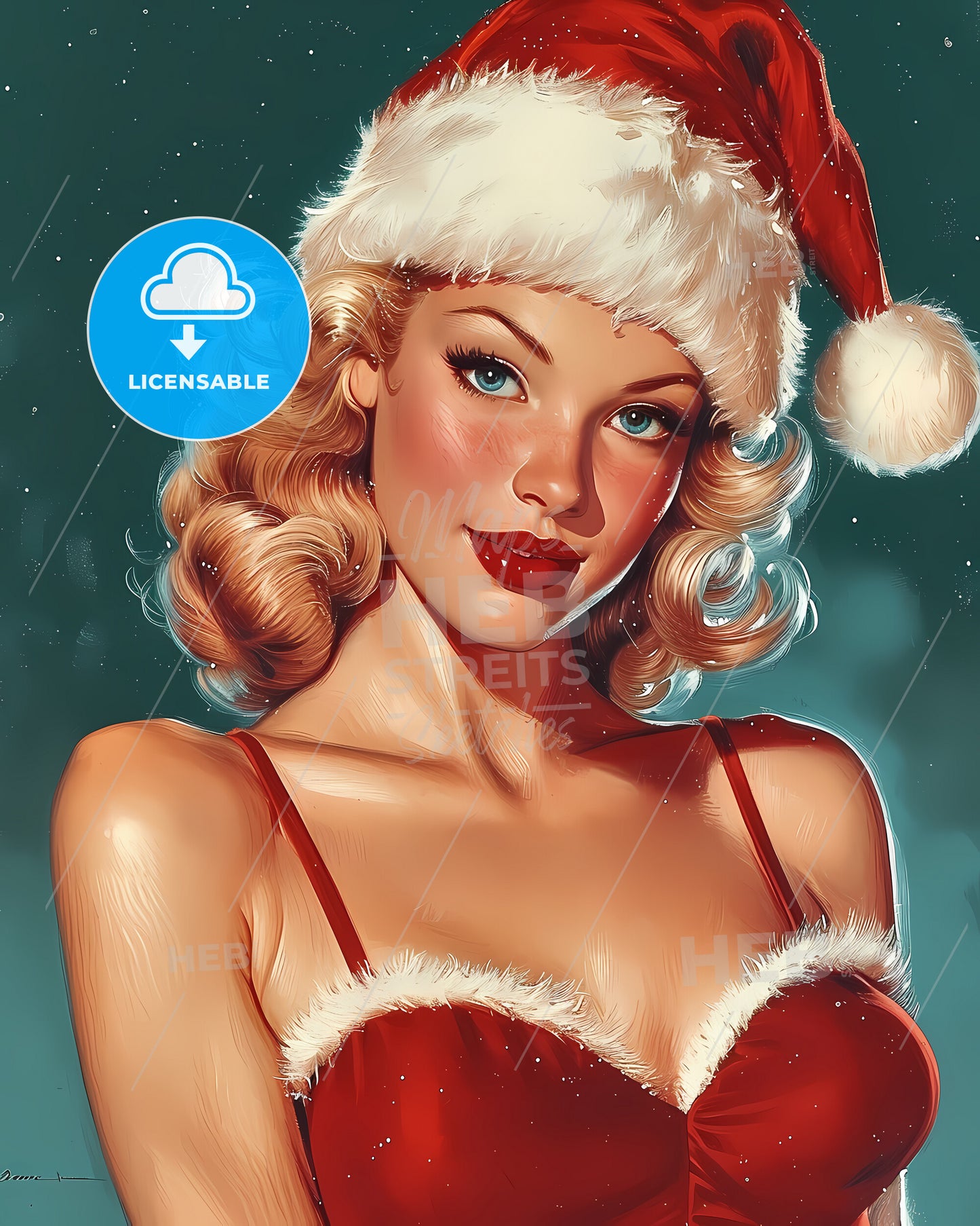 Woman Wearing Santa Hat - A Woman Wearing A Santa Hat