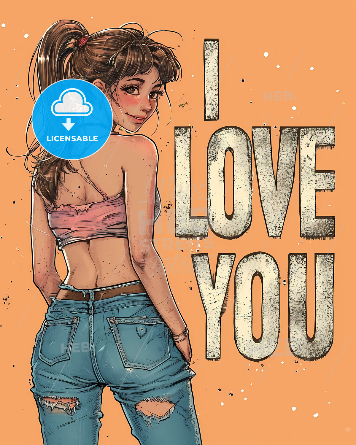 I Love You Isolated - A Cartoon Of A Woman