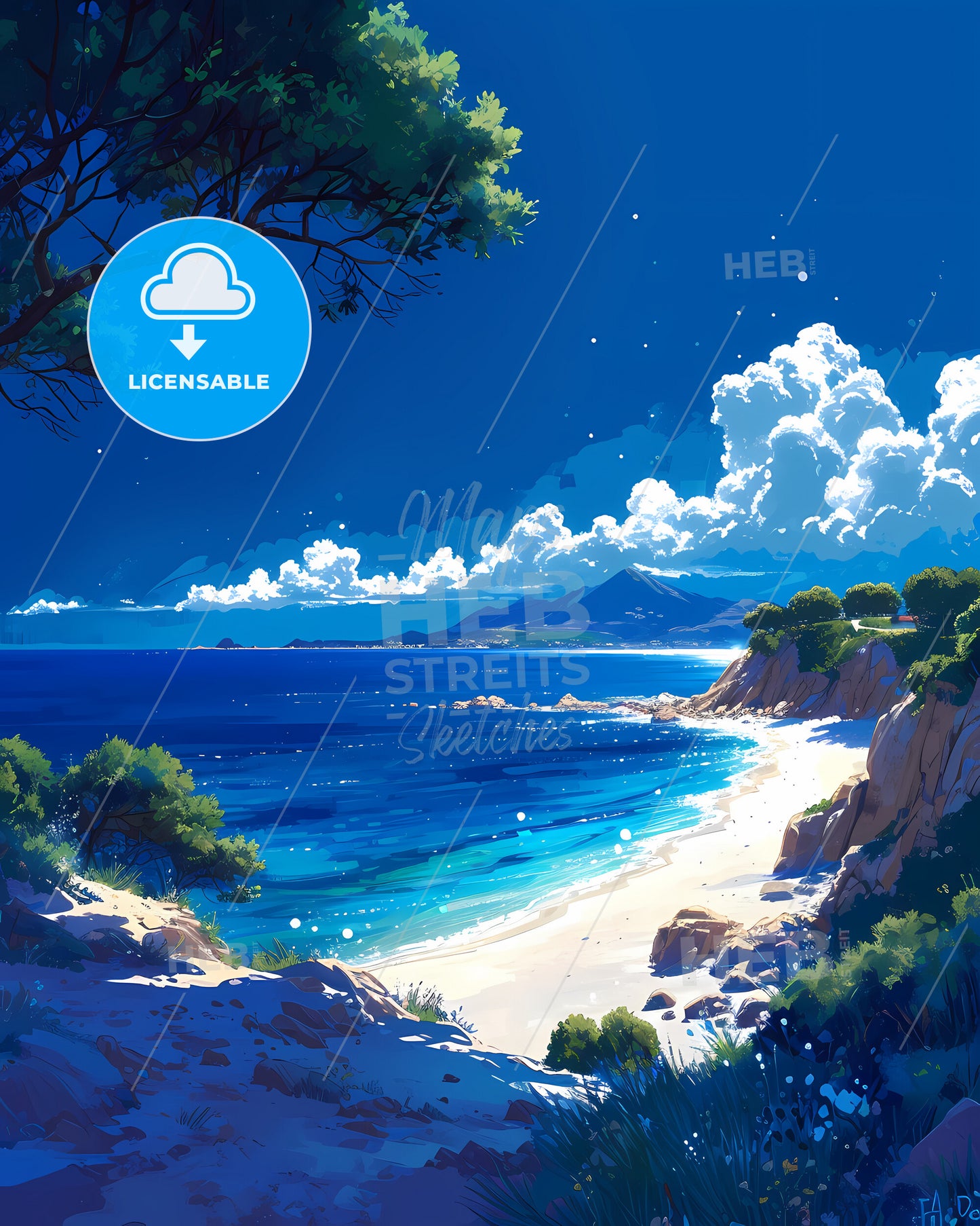 La Pelosa Beach, Italy - A Beach With Trees And Blue Water