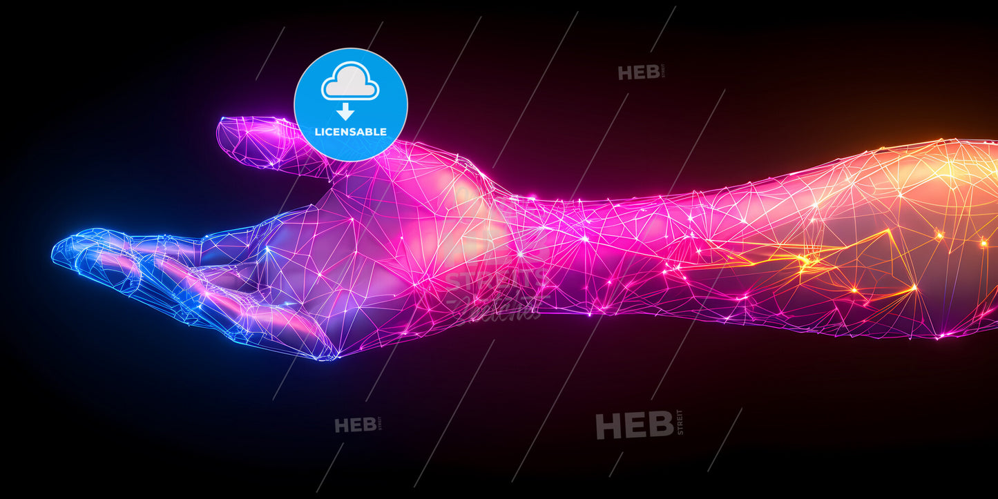 Abstract Minimal Futuristic Concept - A Glowing Hand With Many Points