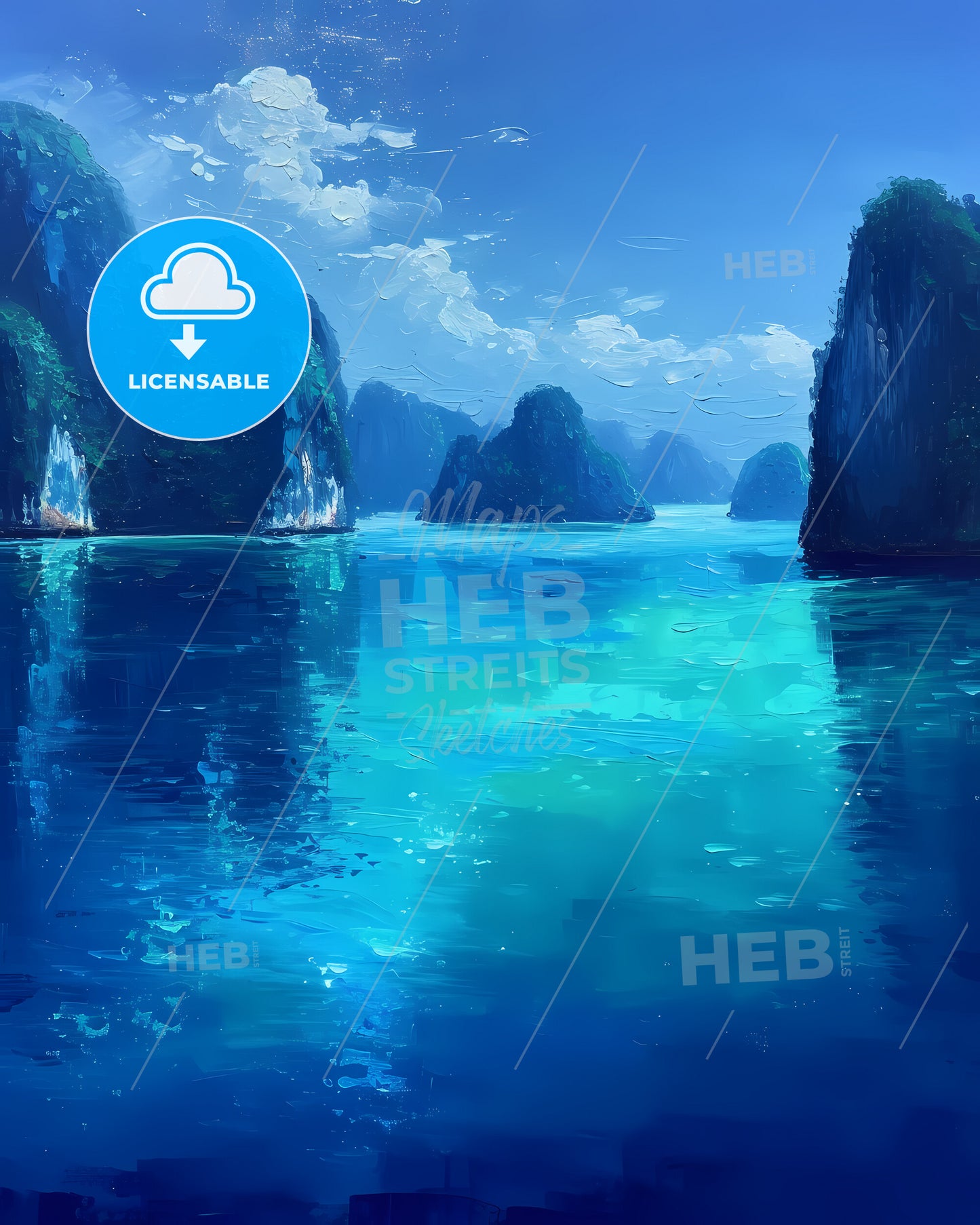 Hạ Long Bay, Vietnam - A Blue Water With Mountains And Blue Sky