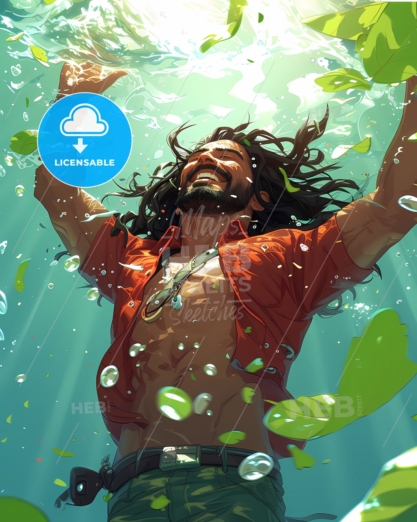 Prophet Isaah - A Man Under Water With Leaves