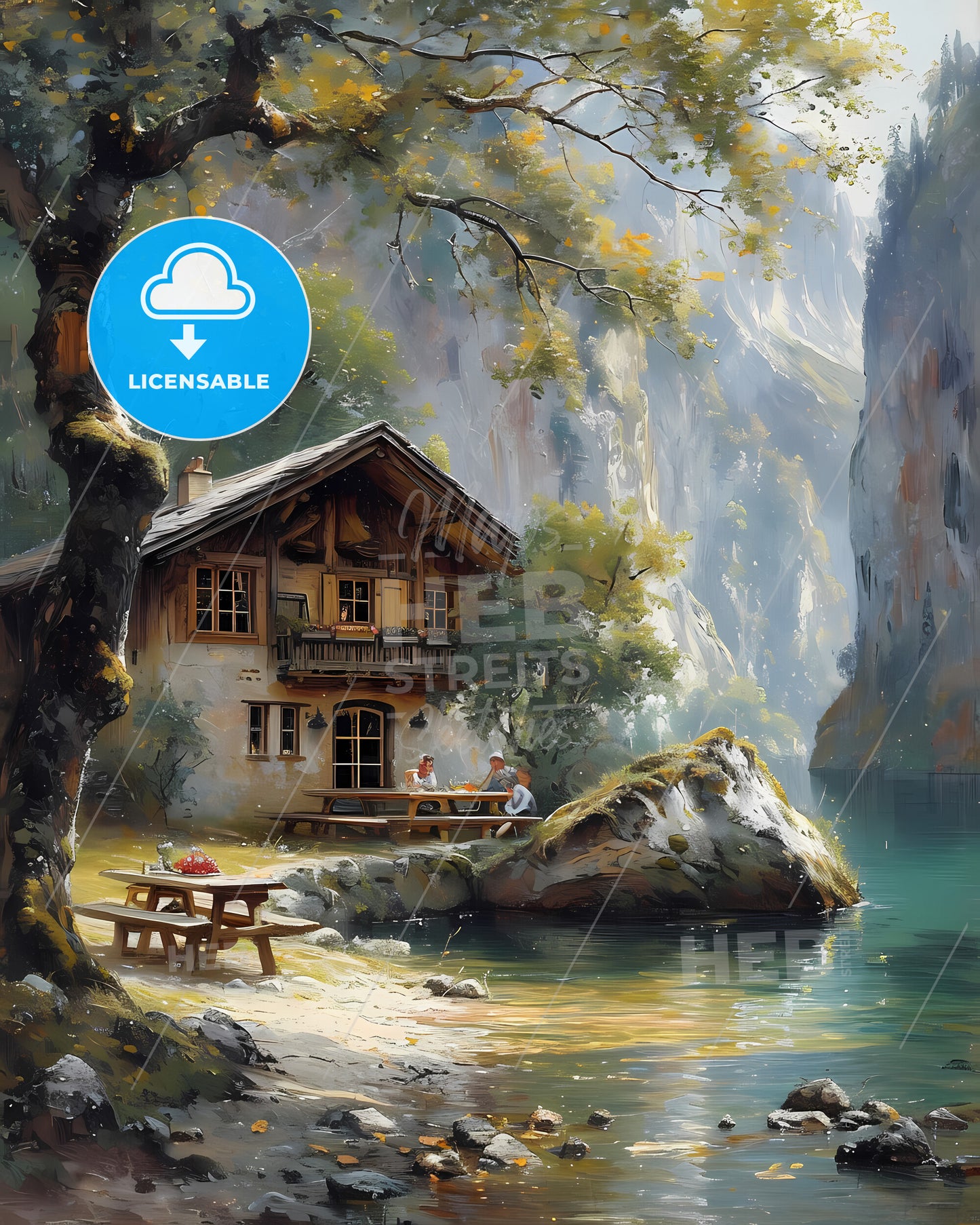 A Landscape Of The German Countryside - A House By A Lake