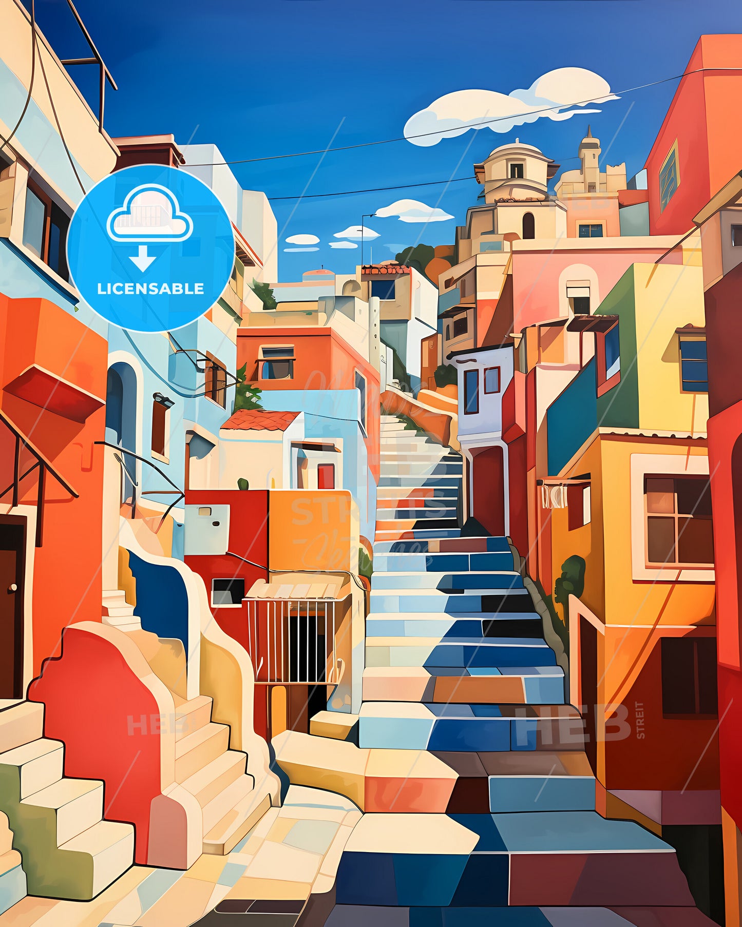 Qormi, Malta - A Painting Of A Colorful City