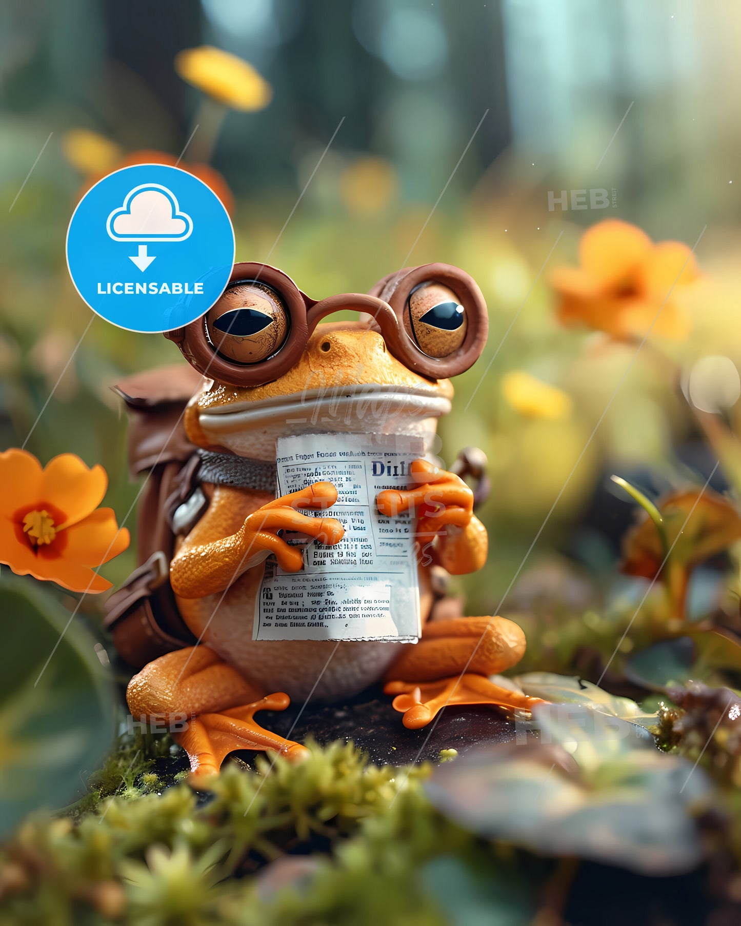 Frog Sitting On A Tiny Toilet - A Frog Wearing Goggles And Reading A Newspaper