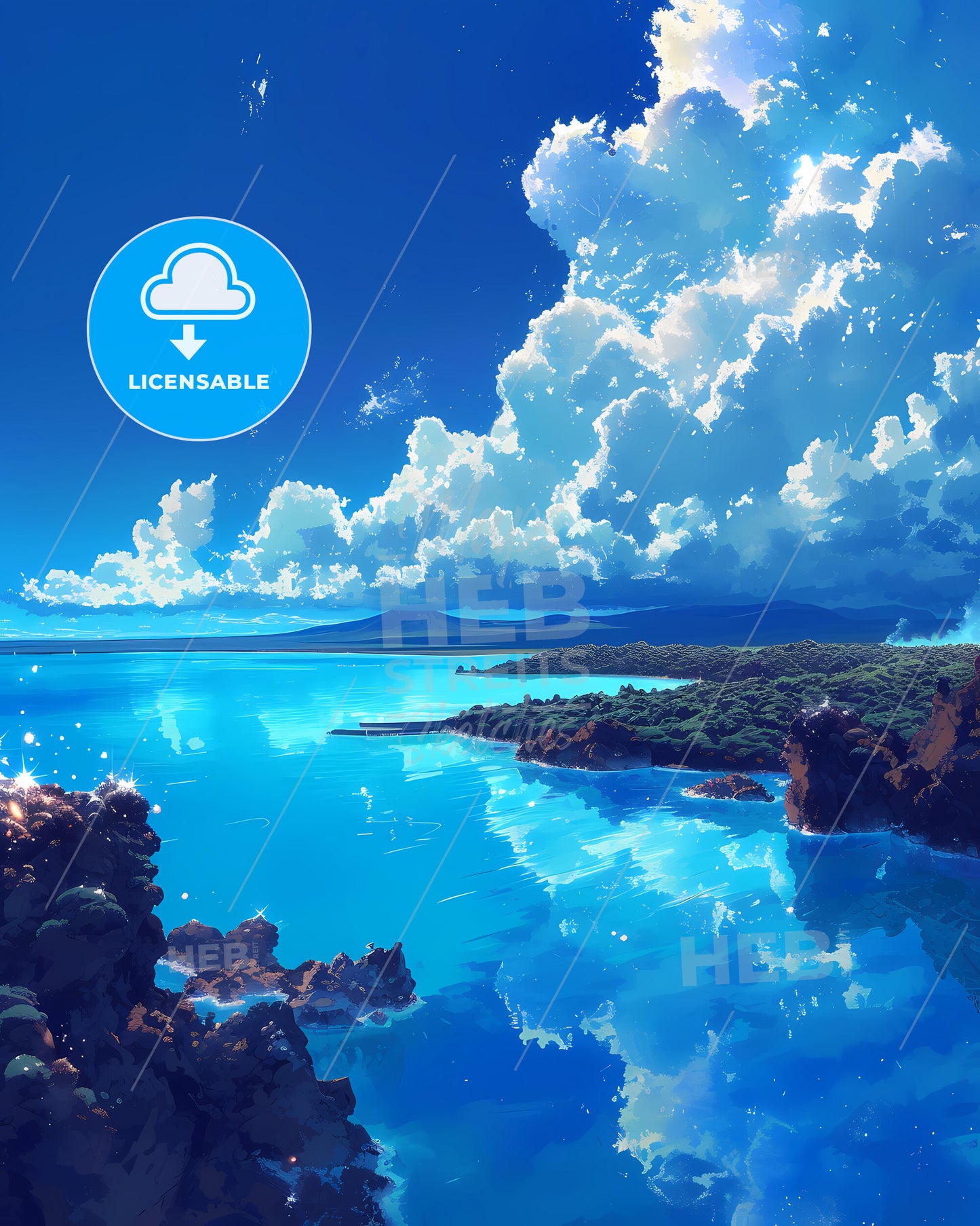 Blue Lagoon, Iceland - A Body Of Water With Rocks And Clouds