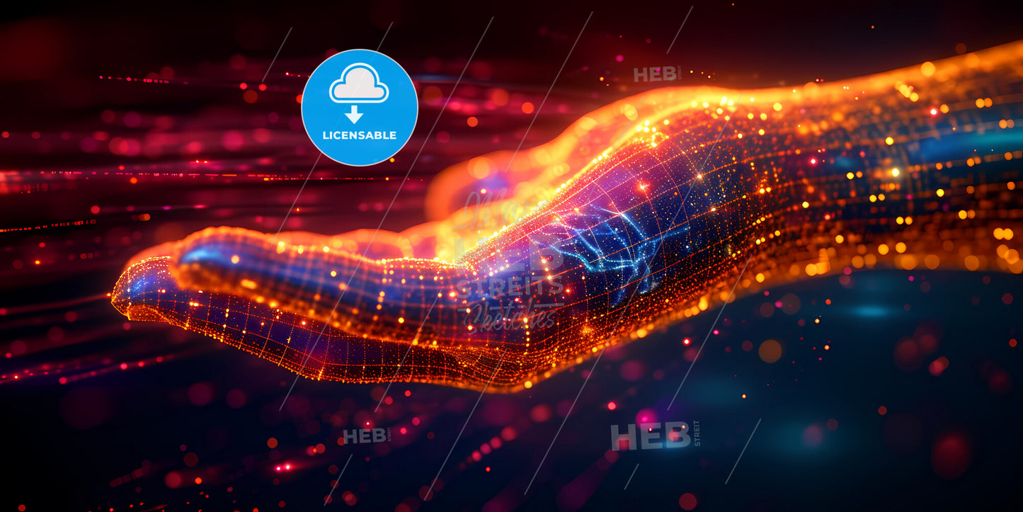 Abstract Minimal Futuristic Concept - A Hand With Glowing Dots