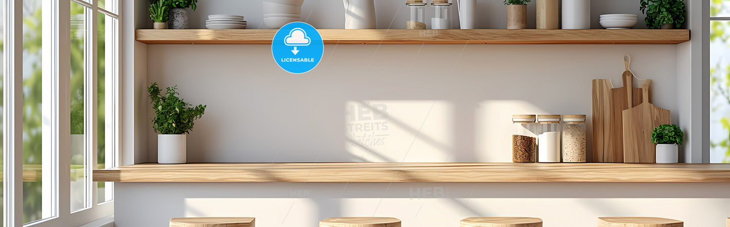 Outstanding Banner For Kitchen Wall Art - A Shelf With White Objects On It