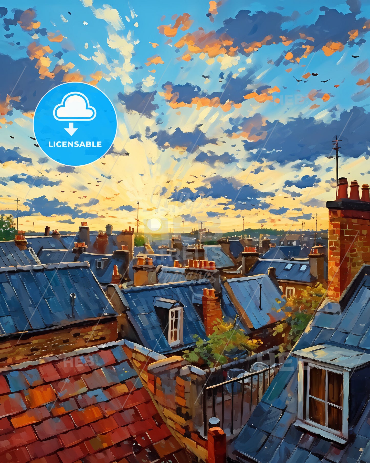 On The Roofs Of London, Uk - A Rooftops Of A City During Sunset