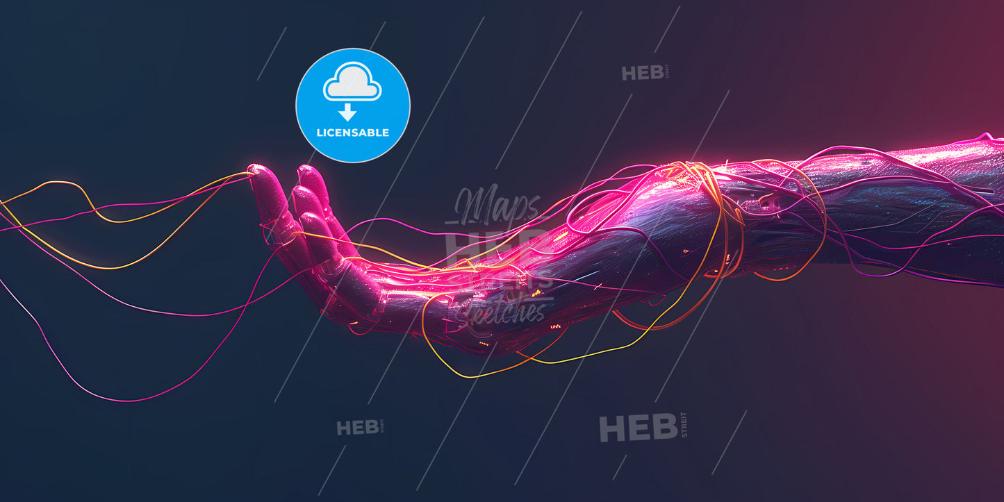 Abstract Minimal Futuristic Concept - A Robotic Arm With Wires