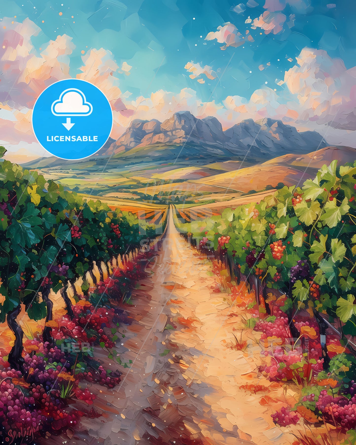 Swartland, South Africa - A Painting Of A Vineyard