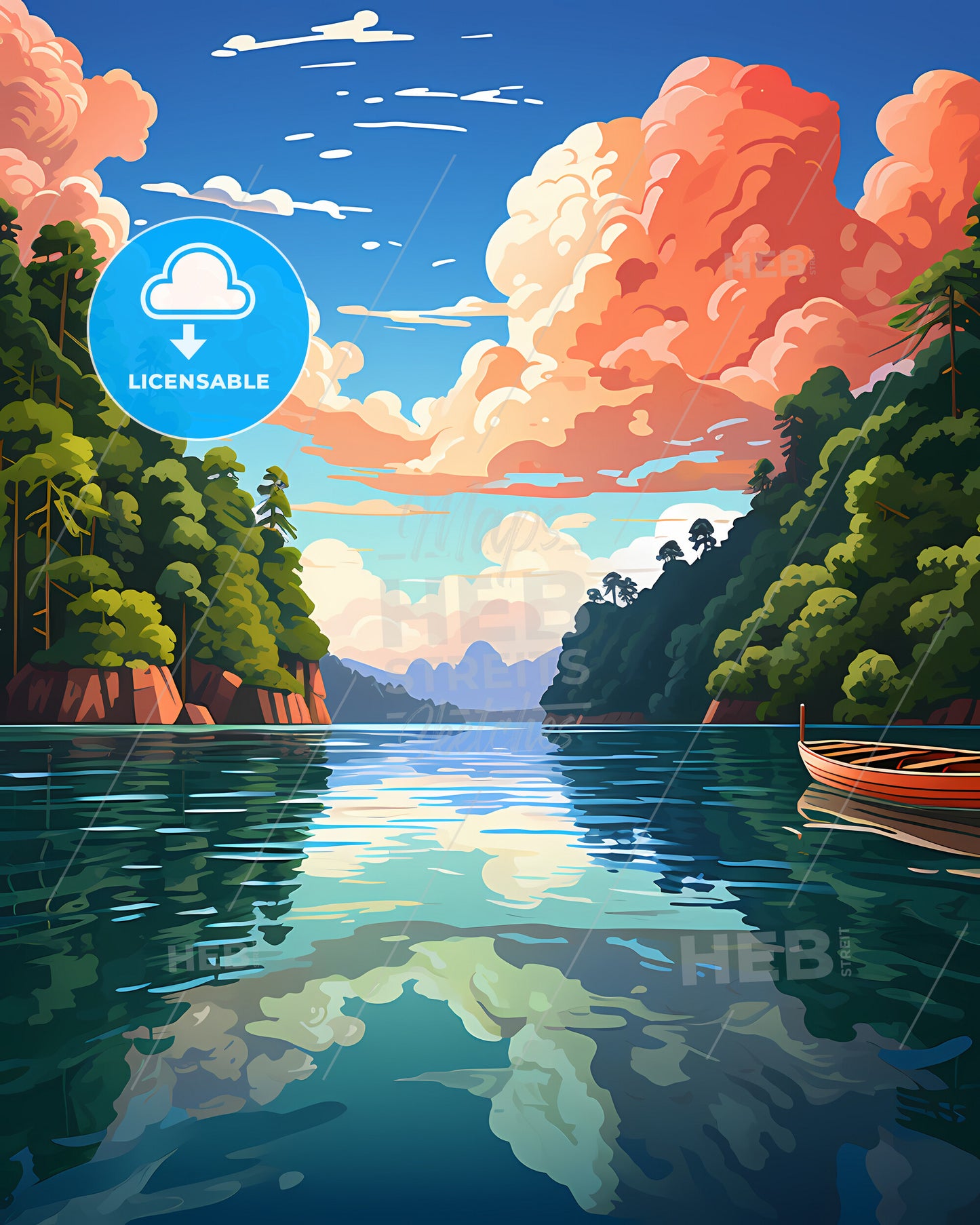 Palau Islands, Republic Of Palau - A Boat On A Lake