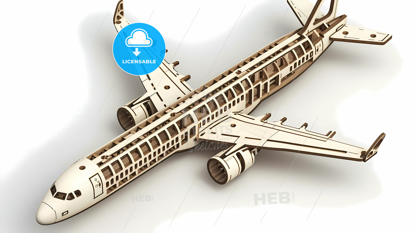 Realistic Style, A Boeing 747 Airliner, Made Of Wooden Planks - A Model Of An Airplane