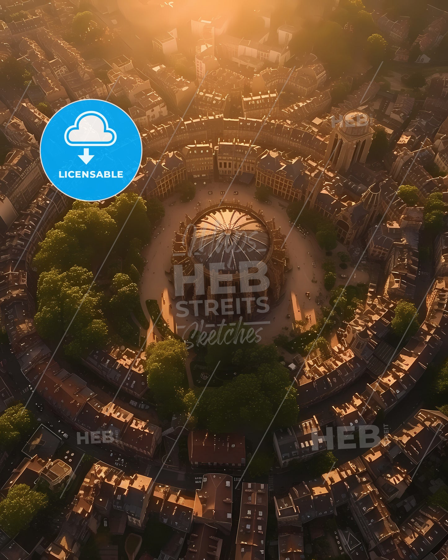 Poster Of Paris - A Circular City With Trees And Buildings