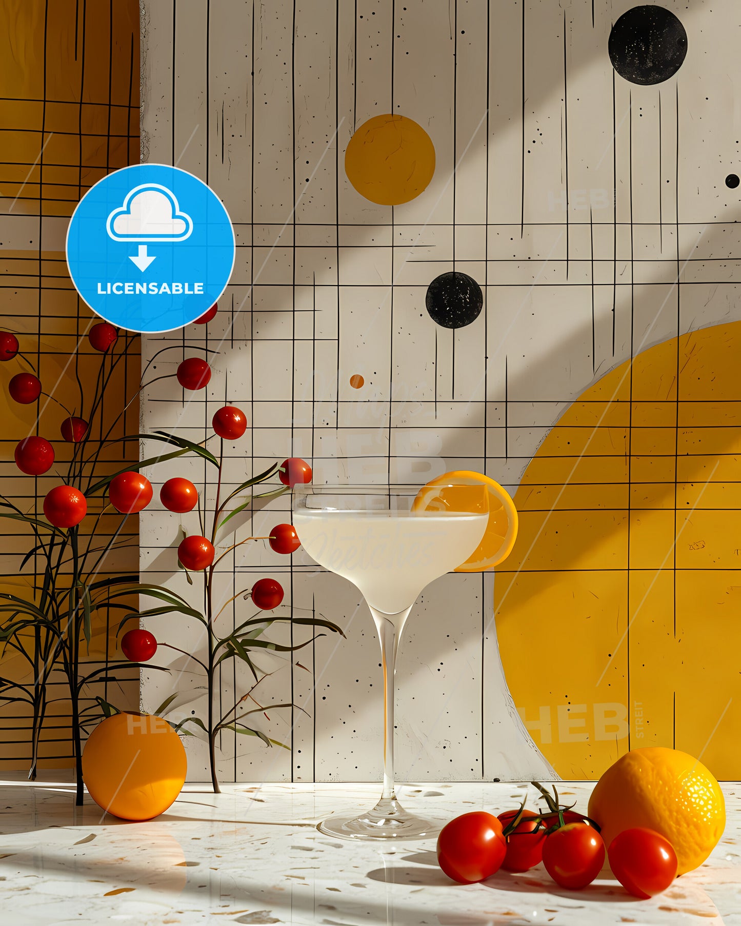 A Fruity Cocktail Radiates Hues Of Yellow - A Glass Of Liquid With A Slice Of Orange On Top Of It