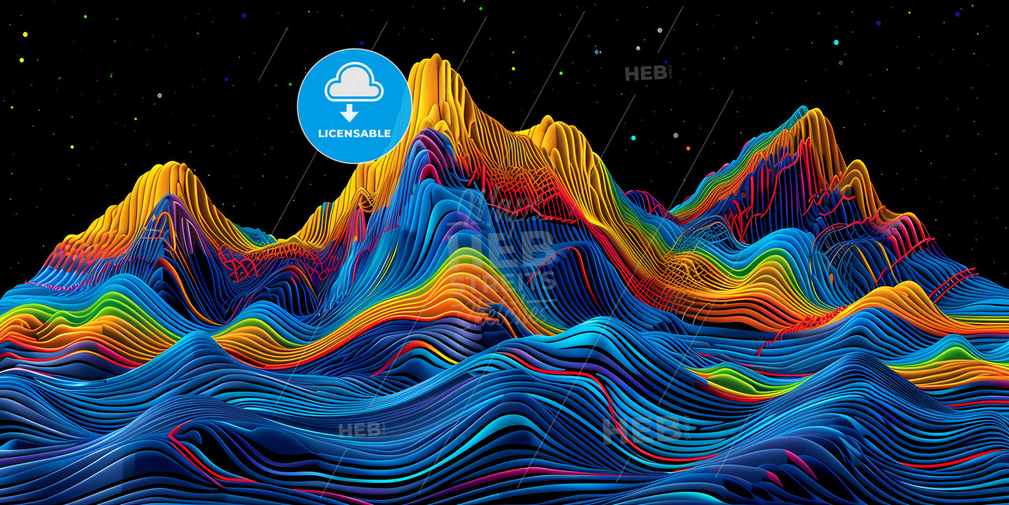 Stunning Aesthetic Wallpaper - A Colorful Mountain Range With Black Background