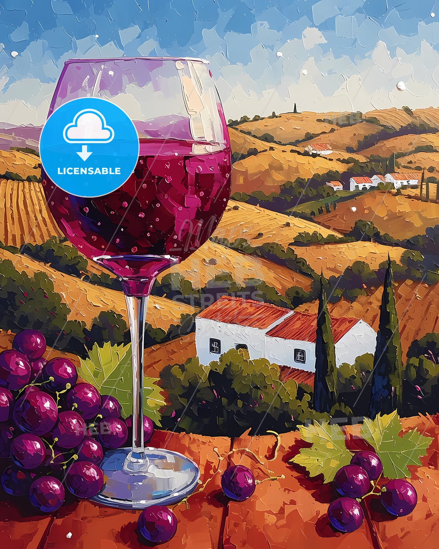 Alentejo, Portugal - A Glass Of Wine And Grapes On A Table