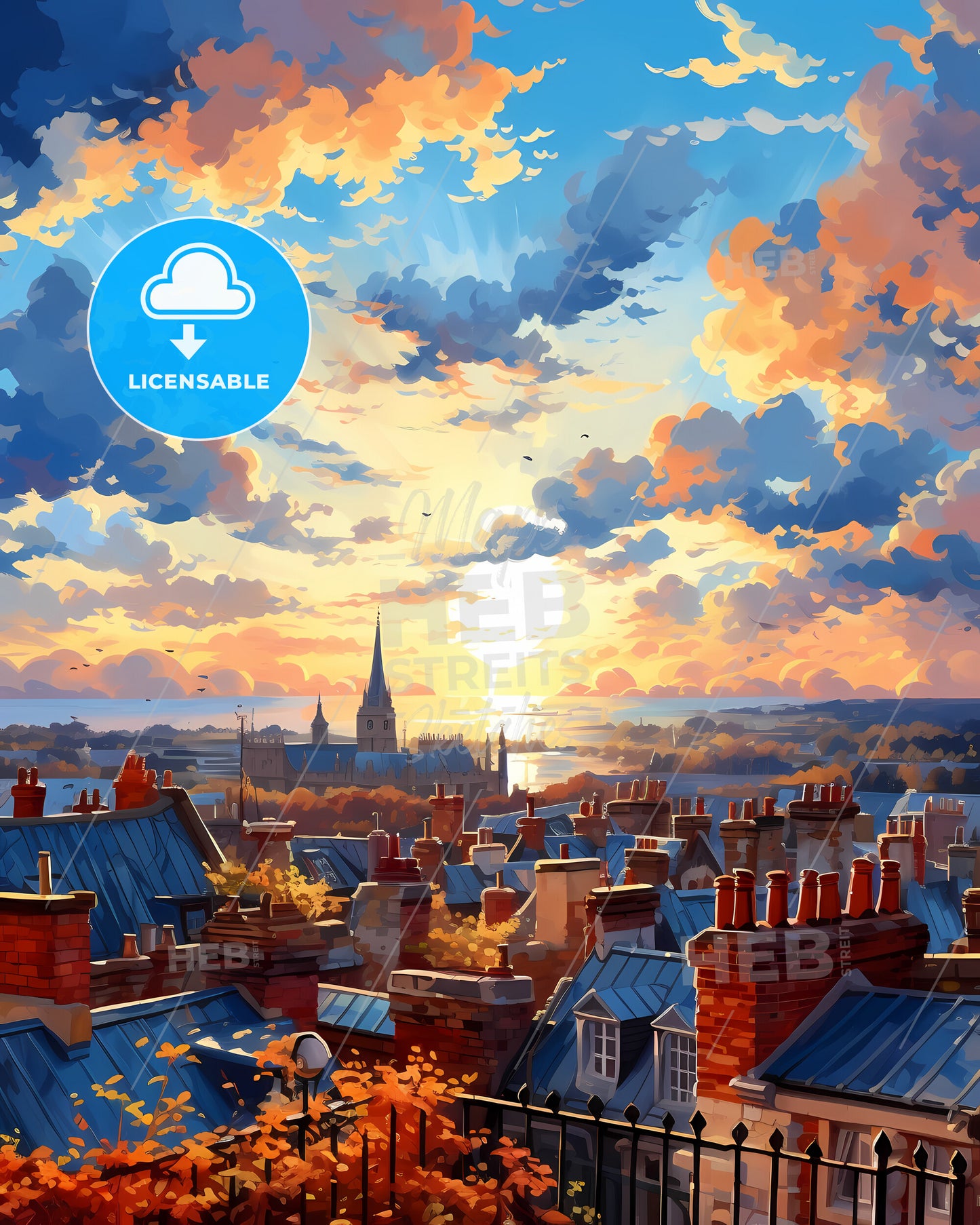 On The Roofs Of London, Uk - A Rooftops Of A Town With A City And A Body Of Water