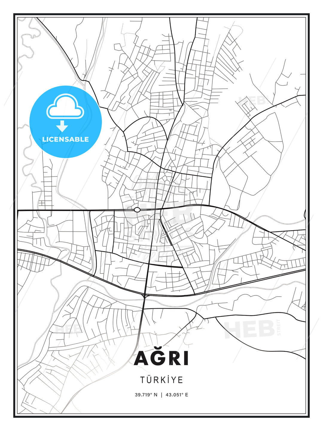 AĞRI / Ağrı, Turkey, Modern Print Template in Various Formats - HEBSTREITS Sketches