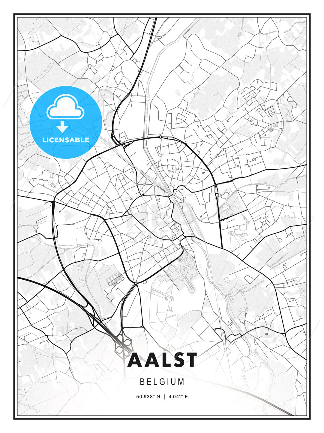 Aalst, Belgium, Modern Print Template in Various Formats - HEBSTREITS Sketches