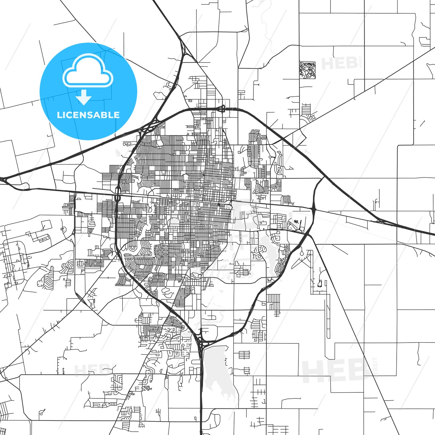 Abilene, Texas - Area Map - Light
