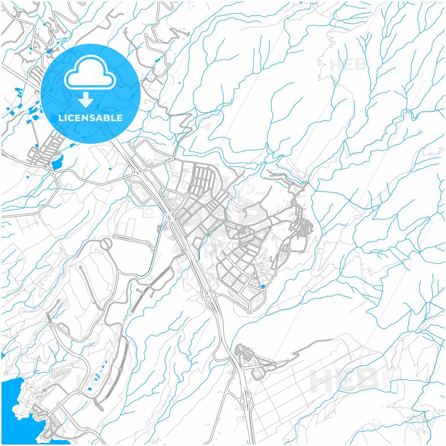 Adeje Santa Cruz de Tenerife Spain city map with high