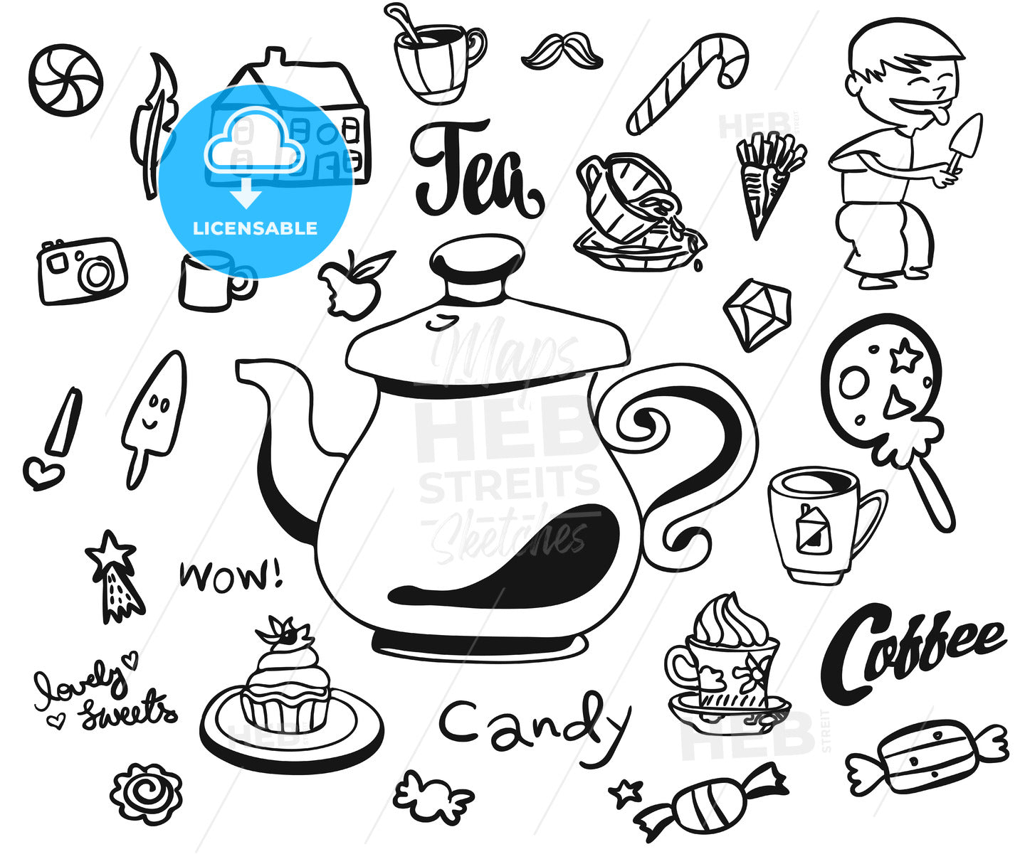 Afternoon Tea and Breakfast Doodles – instant download