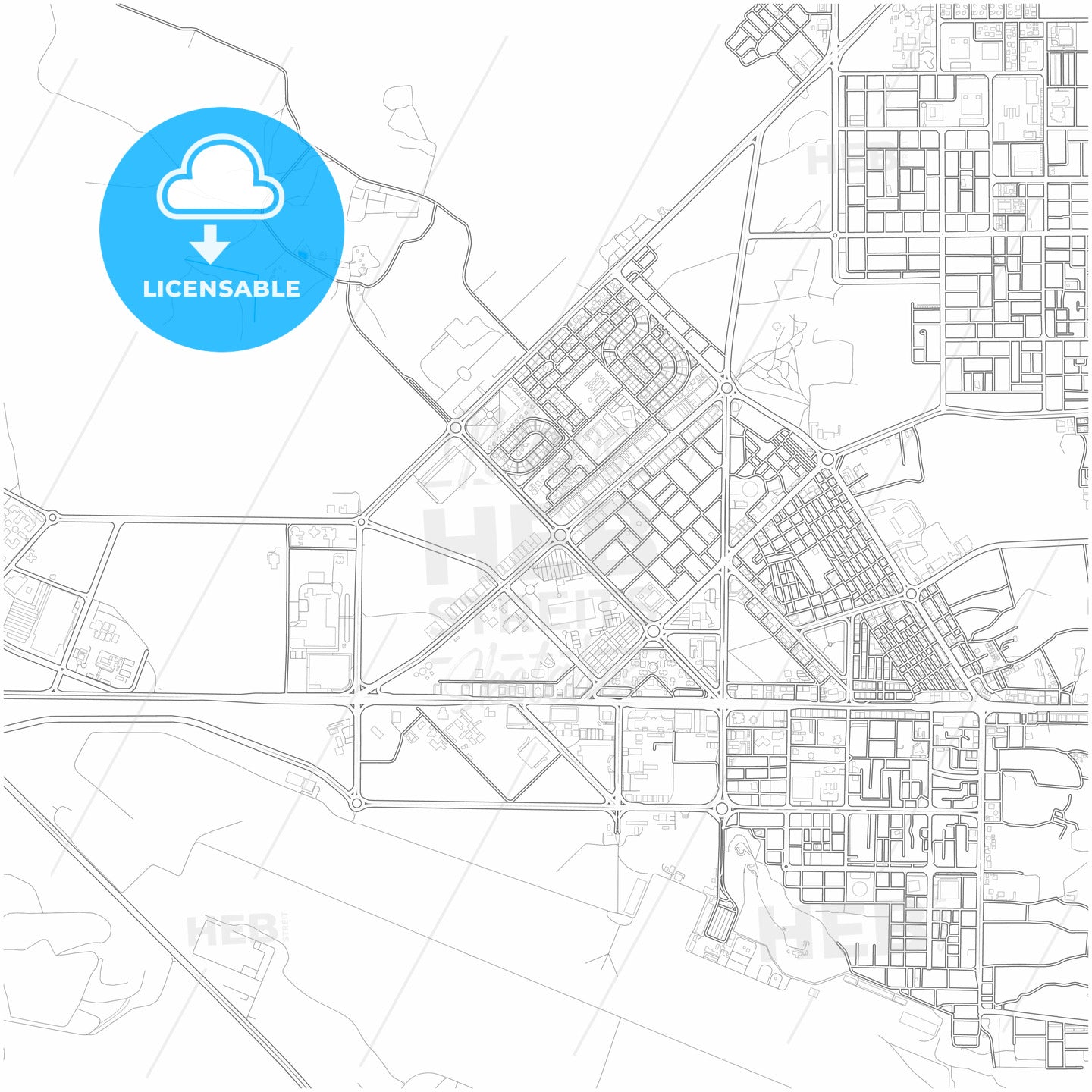 Al Fujairah City , United Arab Emirates - modern street map poster