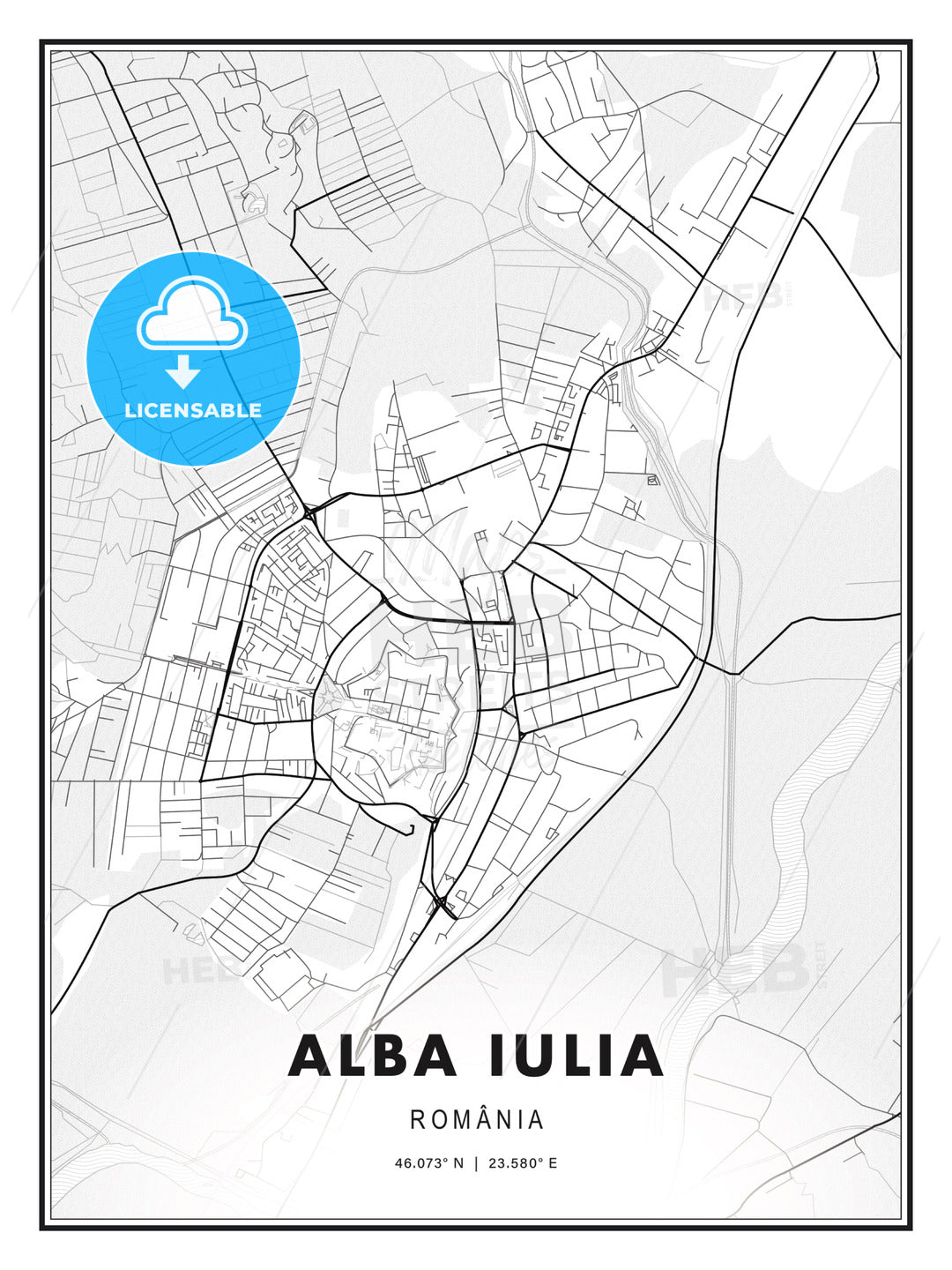 Alba Iulia, Romania, Modern Print Template in Various Formats - HEBSTREITS Sketches