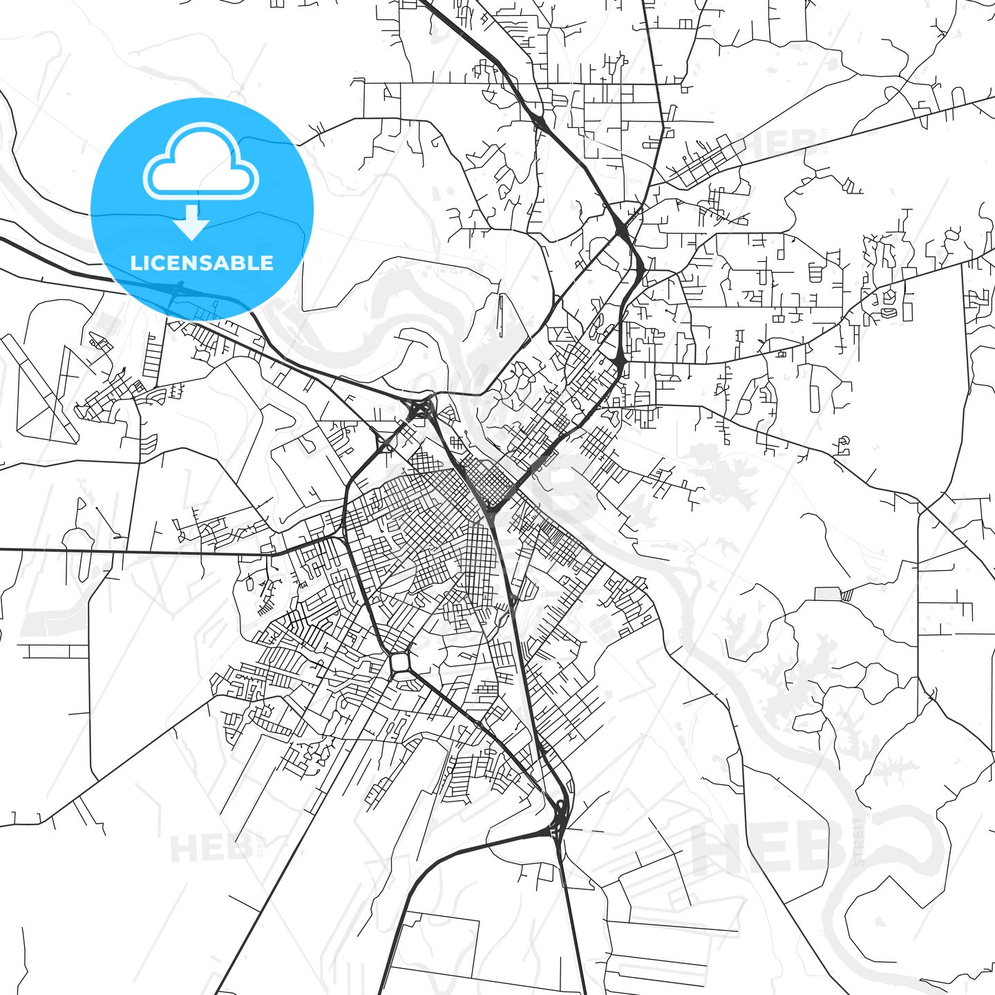 Alexandria, Louisiana - Area Map - Light