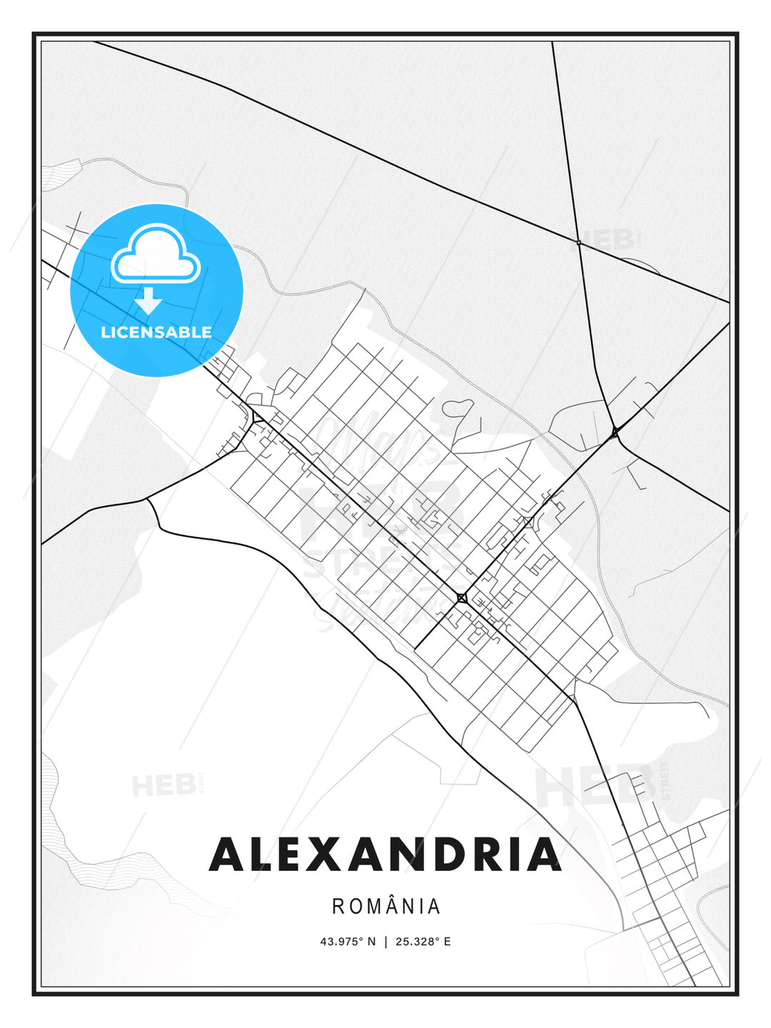Alexandria, Romania, Modern Print Template in Various Formats - HEBSTREITS Sketches