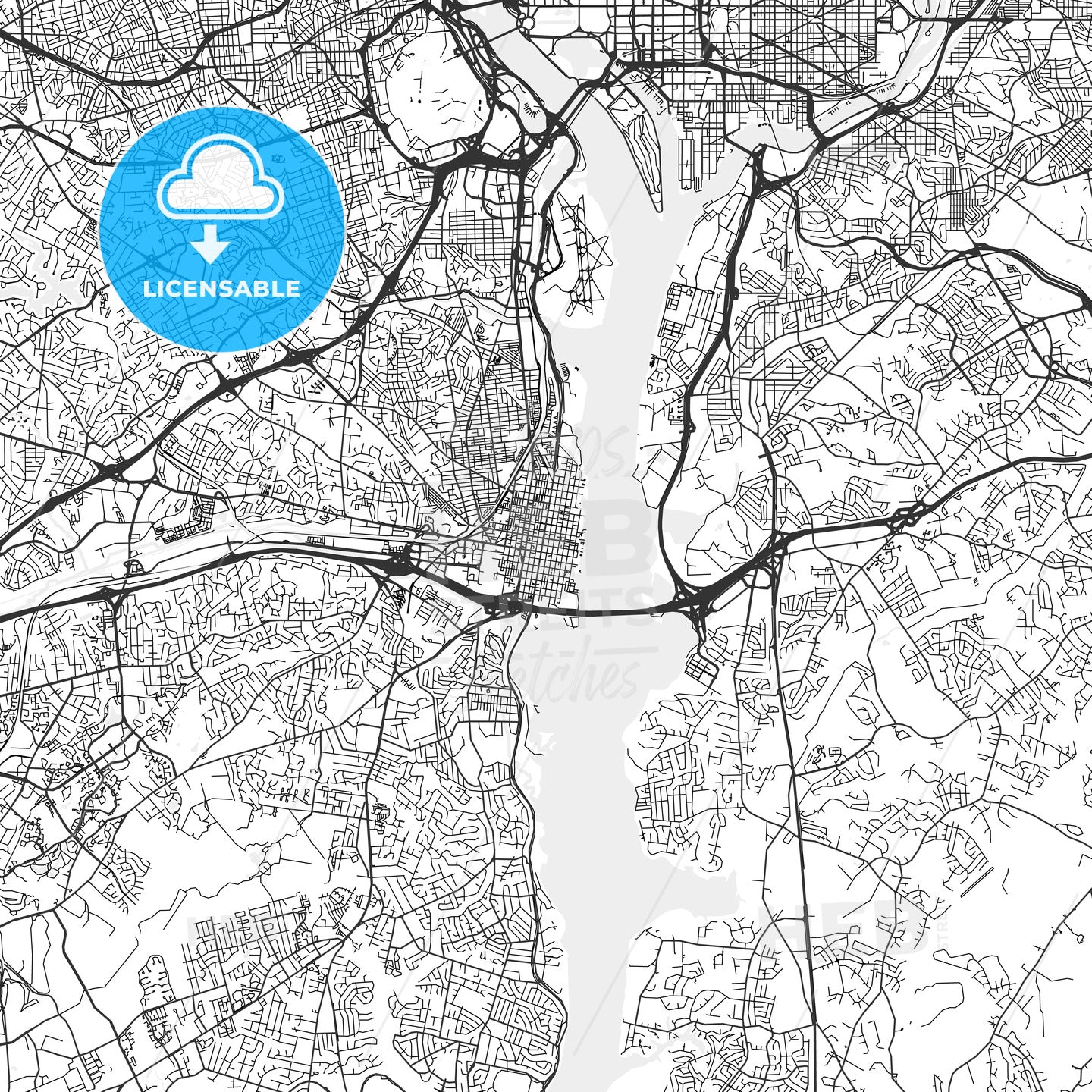 Alexandria, Virginia - Area Map - Light