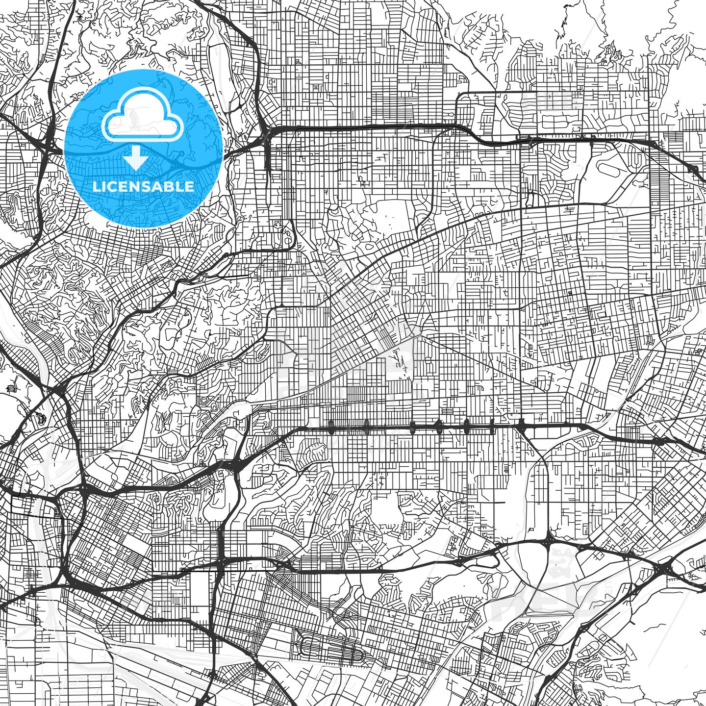 Alhambra, California - Area Map - Light