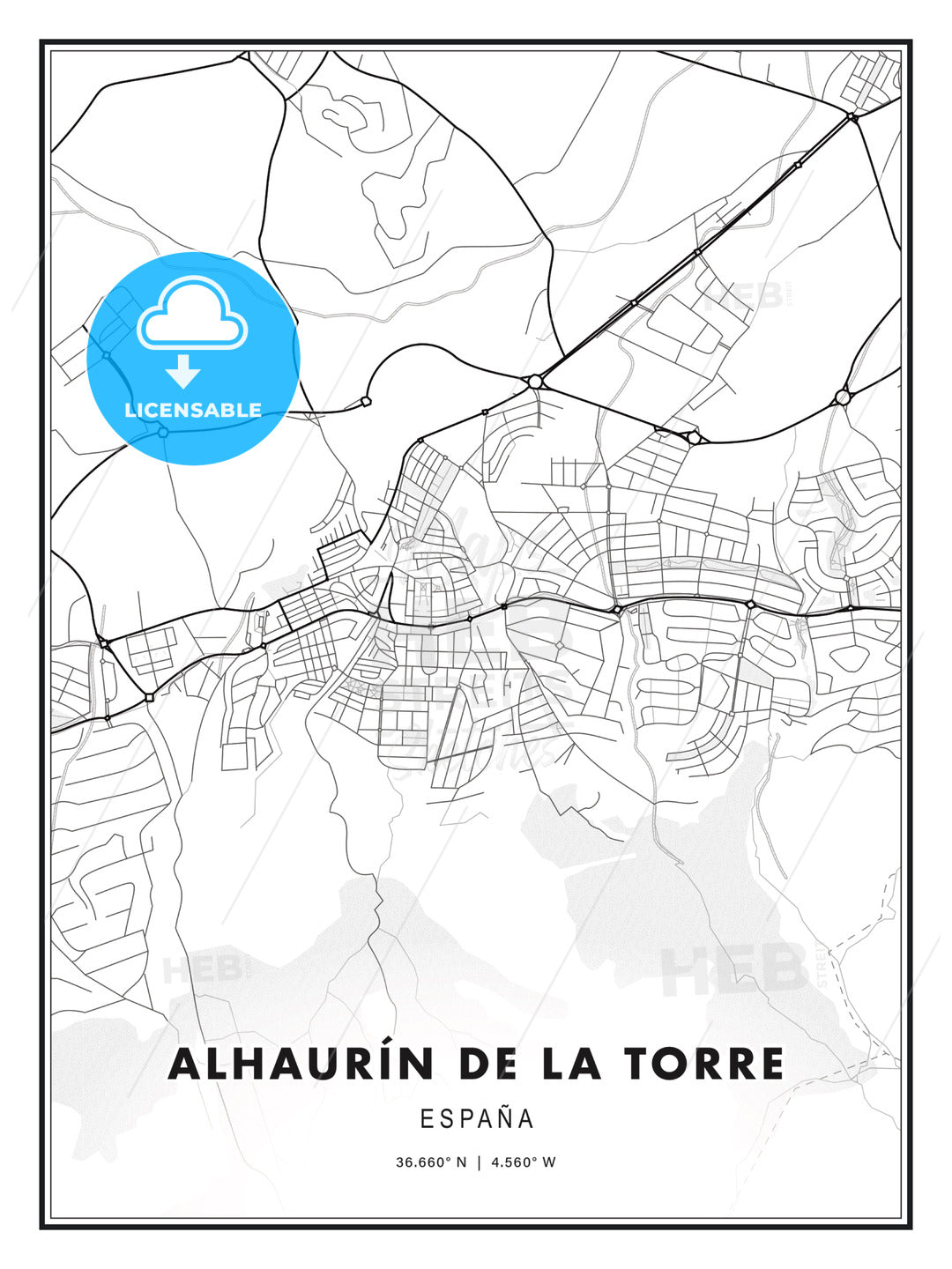 Alhaurín de la Torre, Spain, Modern Print Template in Various Formats - HEBSTREITS Sketches